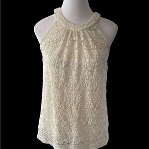 Monteau Cream‎ Embellished Tank Top Blouse